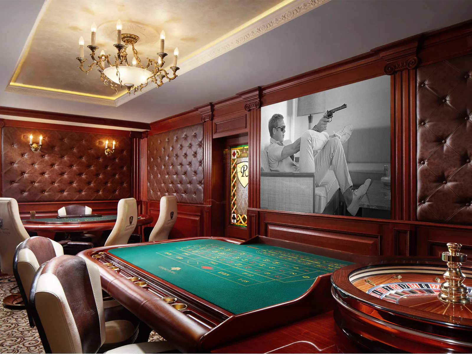 Elegancka strefa rozrywki z barem oraz przestrzenią lounge