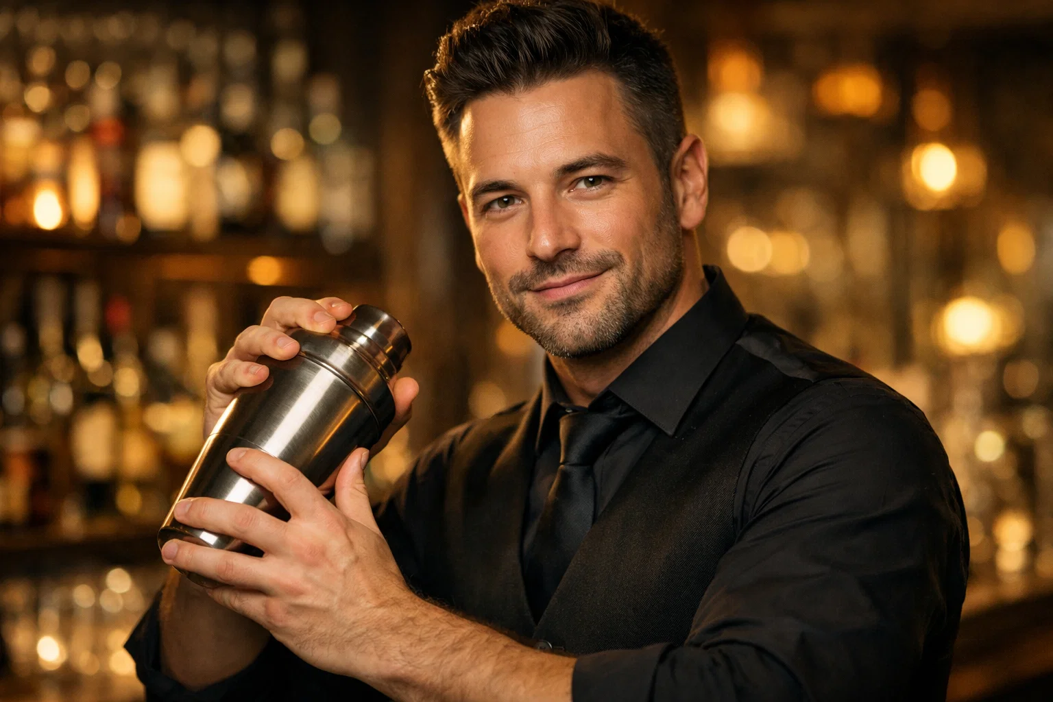Główny barman przygotowujący autorskie koktajle